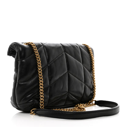 Saint Laurent Lambskin Quilted Toy Loulou Puffer Monogram Chain Satchel Black 3 of 10