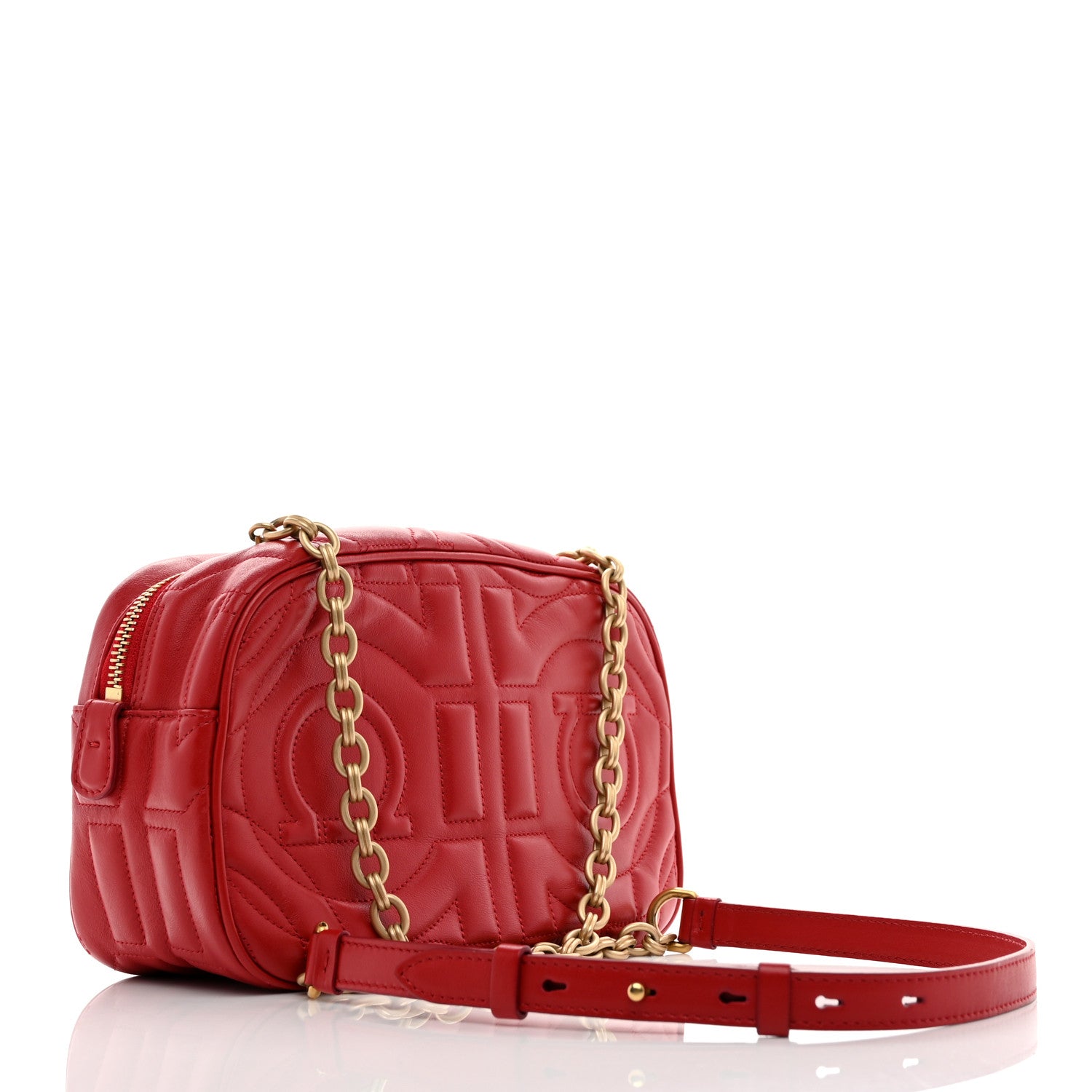 Salvatore Ferragamo Calfskin Quilted Gancini Camera Bag Red 3 of 10