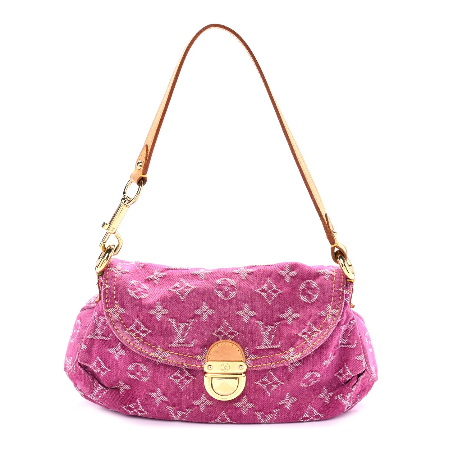 Monogram Denim Mini Pleaty Fuchsia