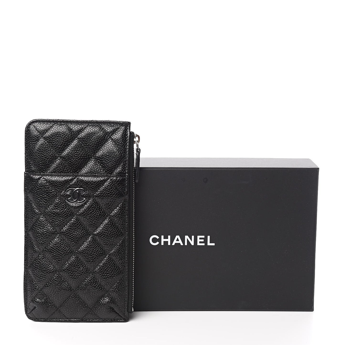 Caviar Quilted Classic Flat Wallet Pouch So Black