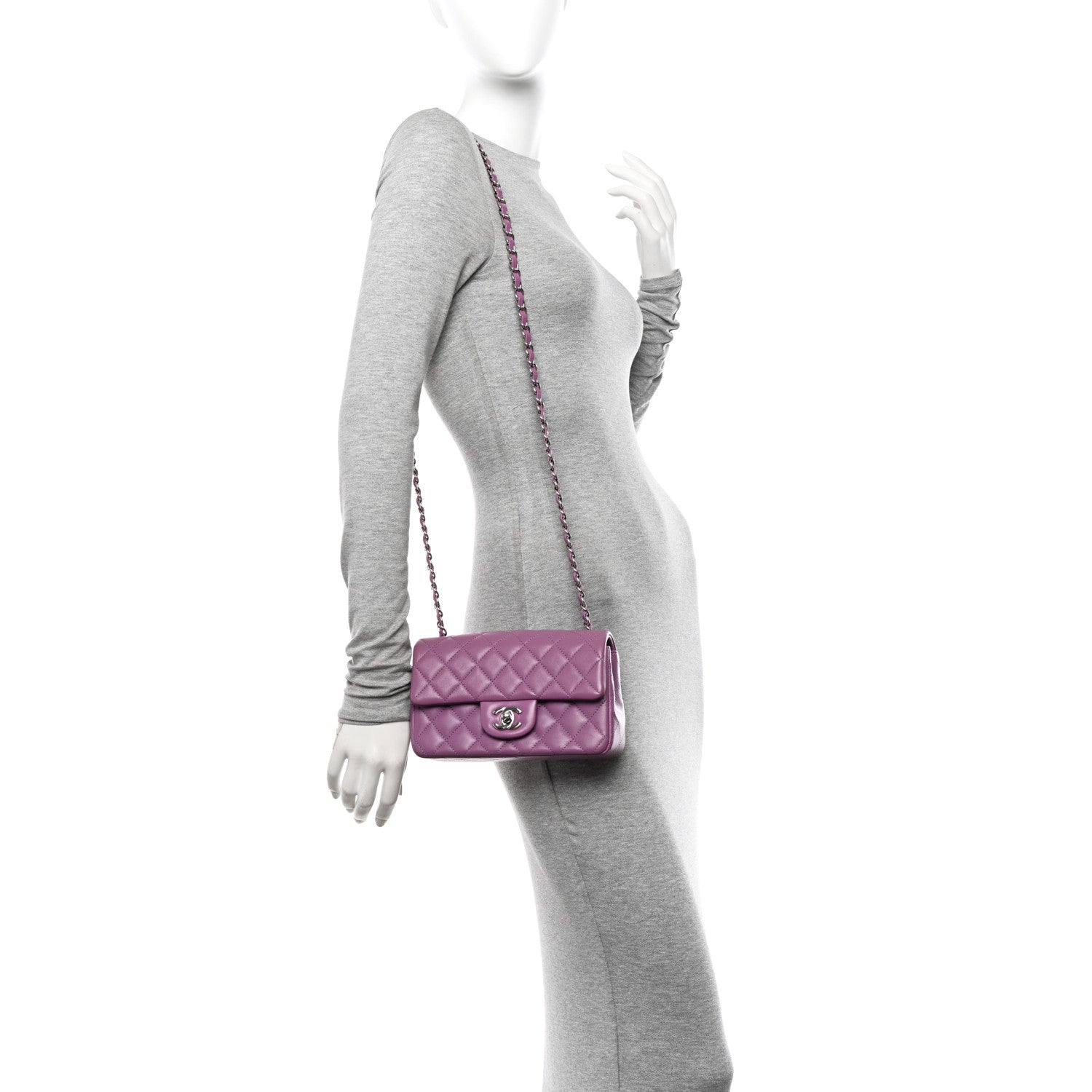 Chanel Lambskin Quilted Mini Rectangular Flap Purple 2 of 13