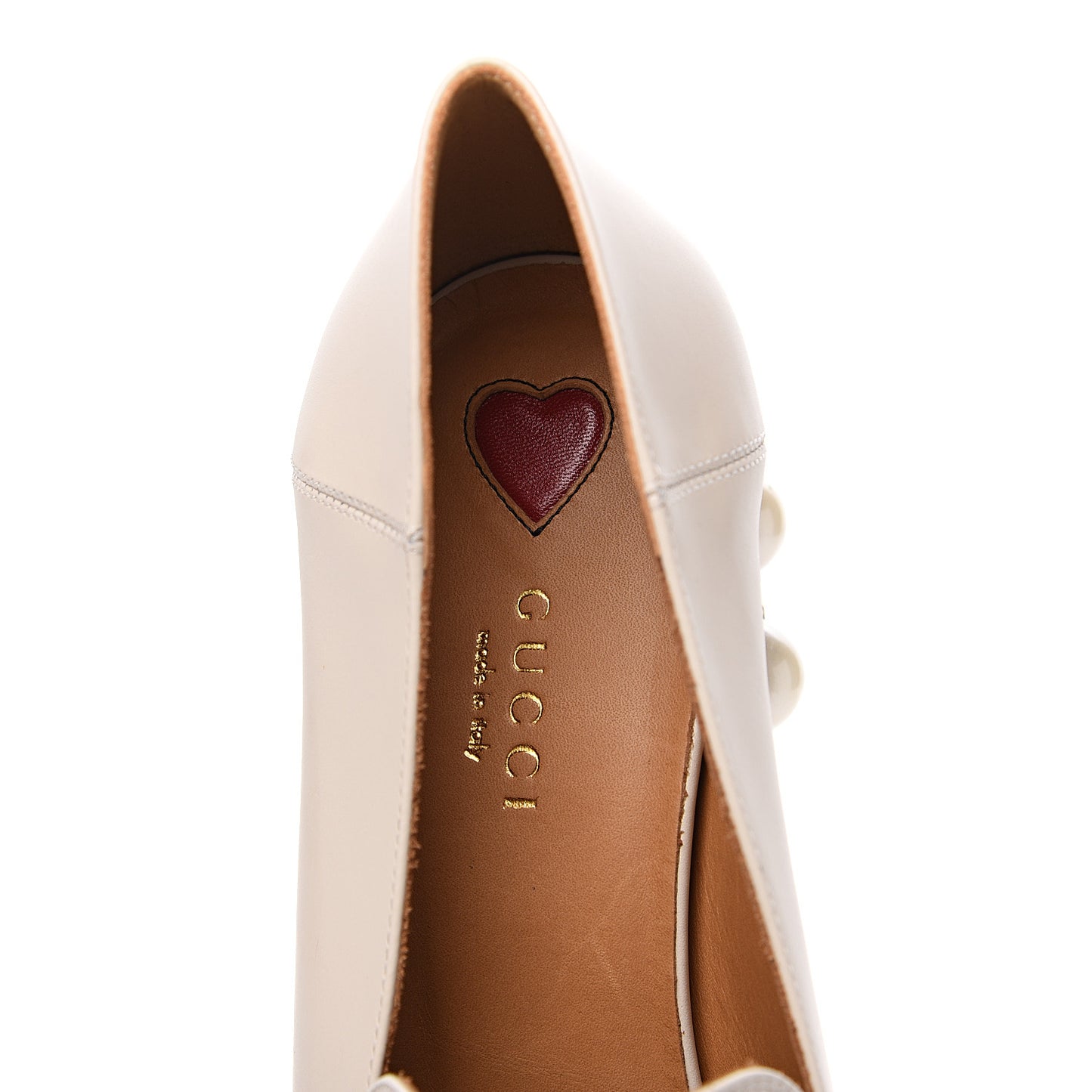 Betis Glamour Calfskin Web Pearl Embellished Peyton 75mm Loafer Pumps 39.5 Mystic White