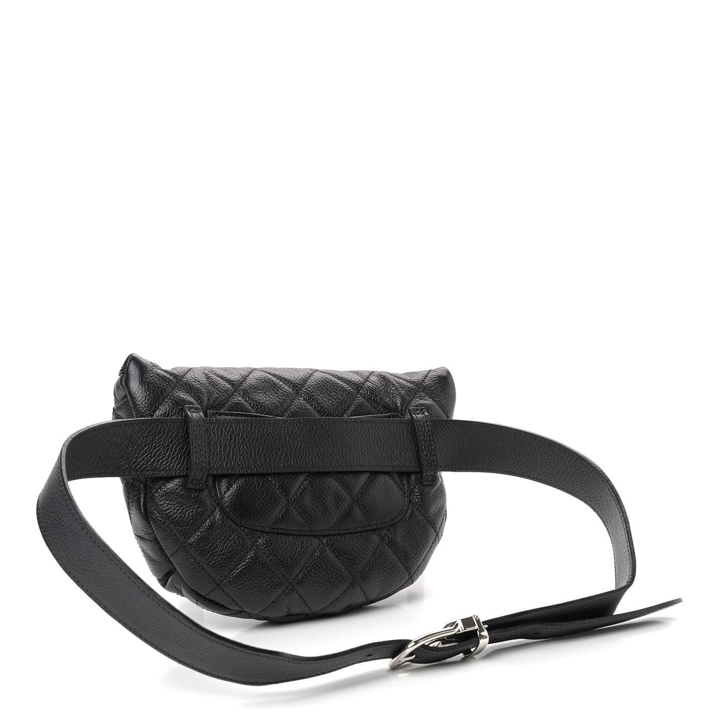 Grained Calfskin Quilted Waist Belt Bag Black