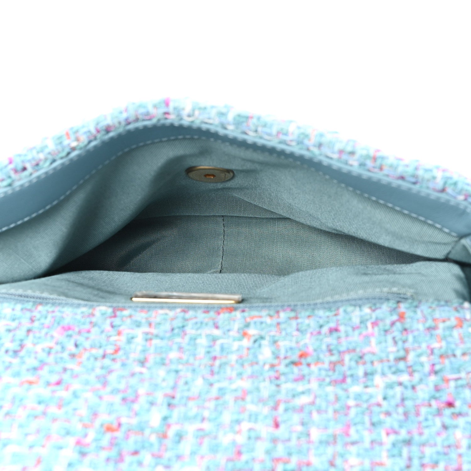 Chanel Tweed Quilted Medium Chanel 19 Flap Blue Multicolor 5 of 11