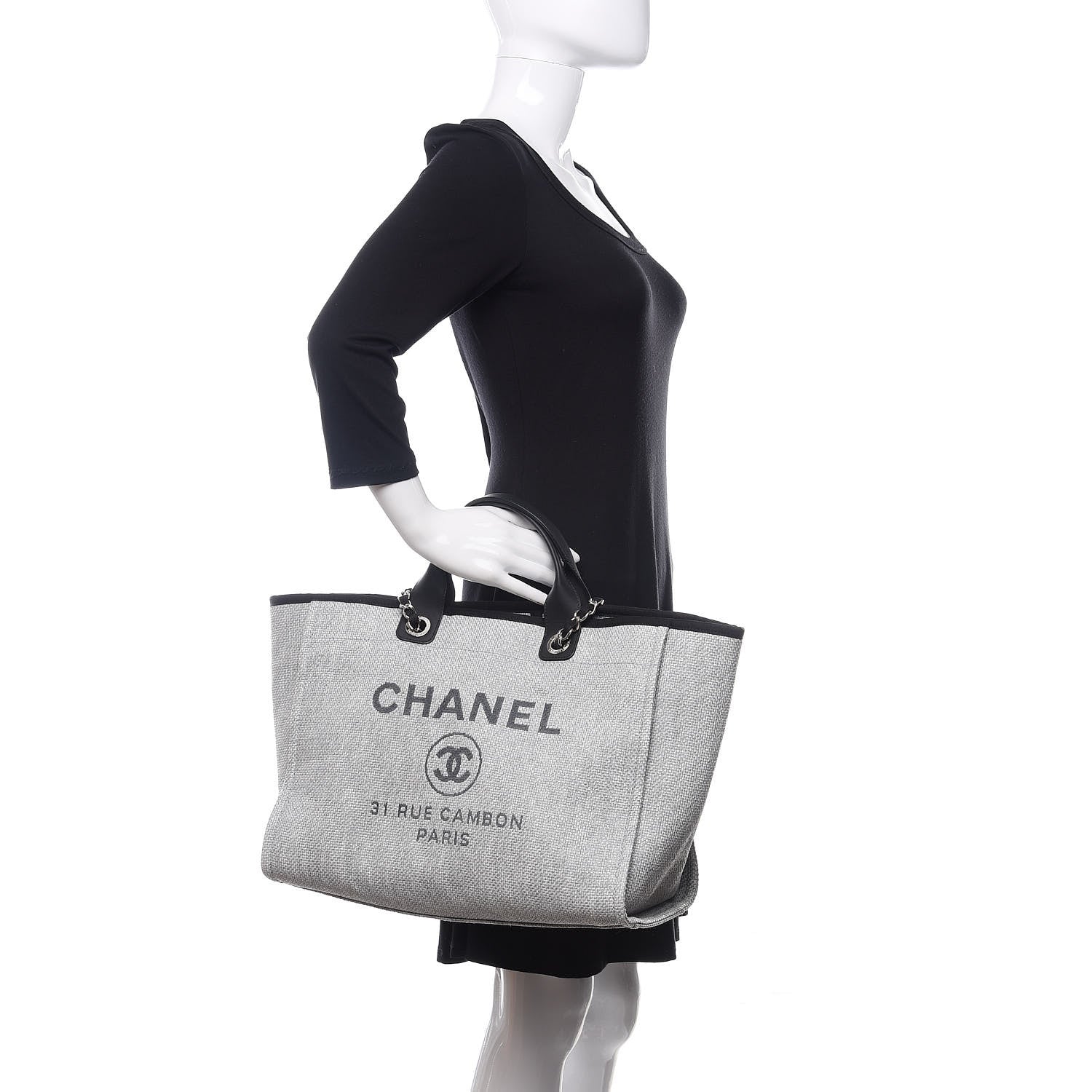 Chanel Canvas Deauville Large Tote Grey 3 of 12