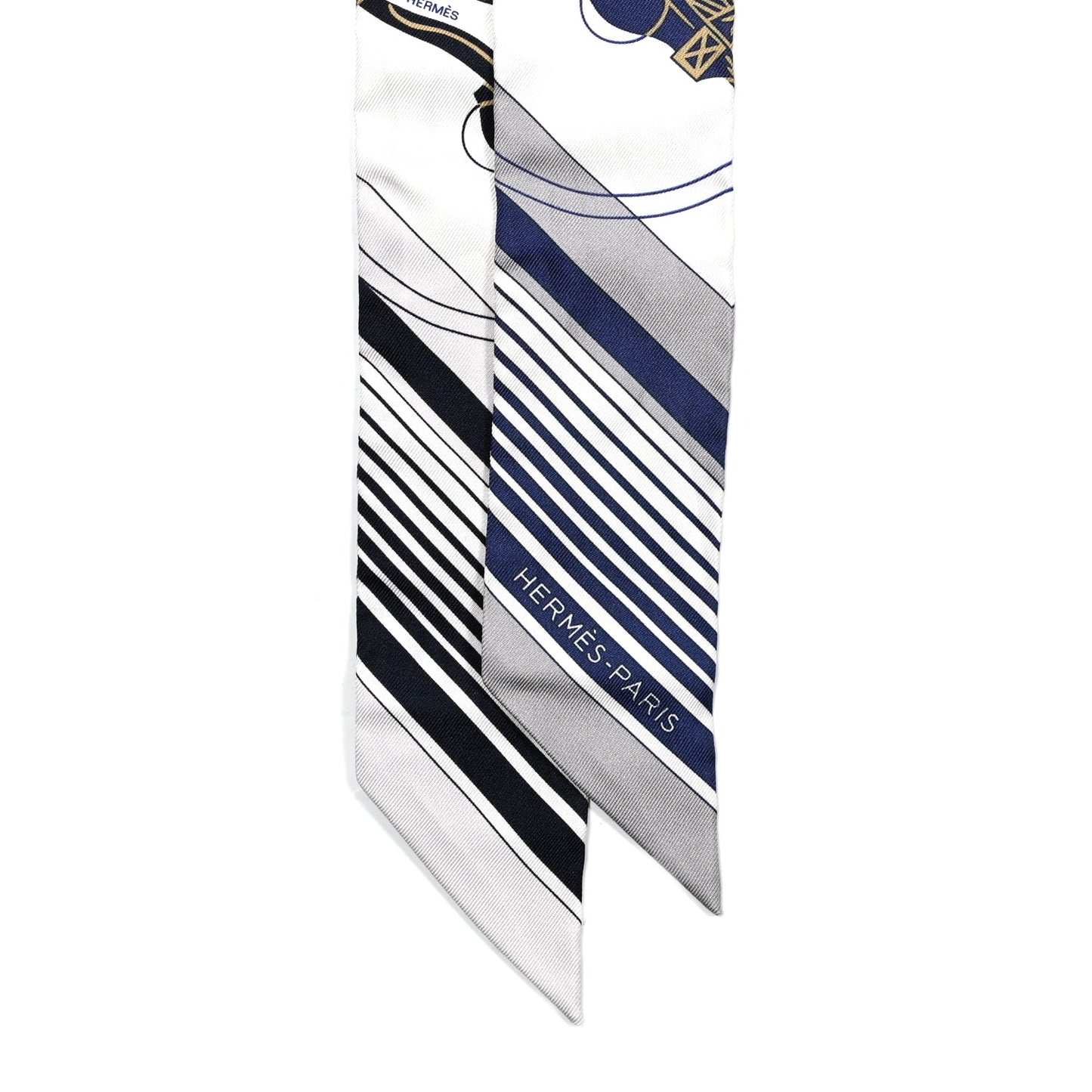 Silk Ex-Libris Twilly White Marine Gris