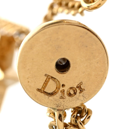 Christian Dior Crystal Heart Dangle Chain Earrings Gold 4 of 5