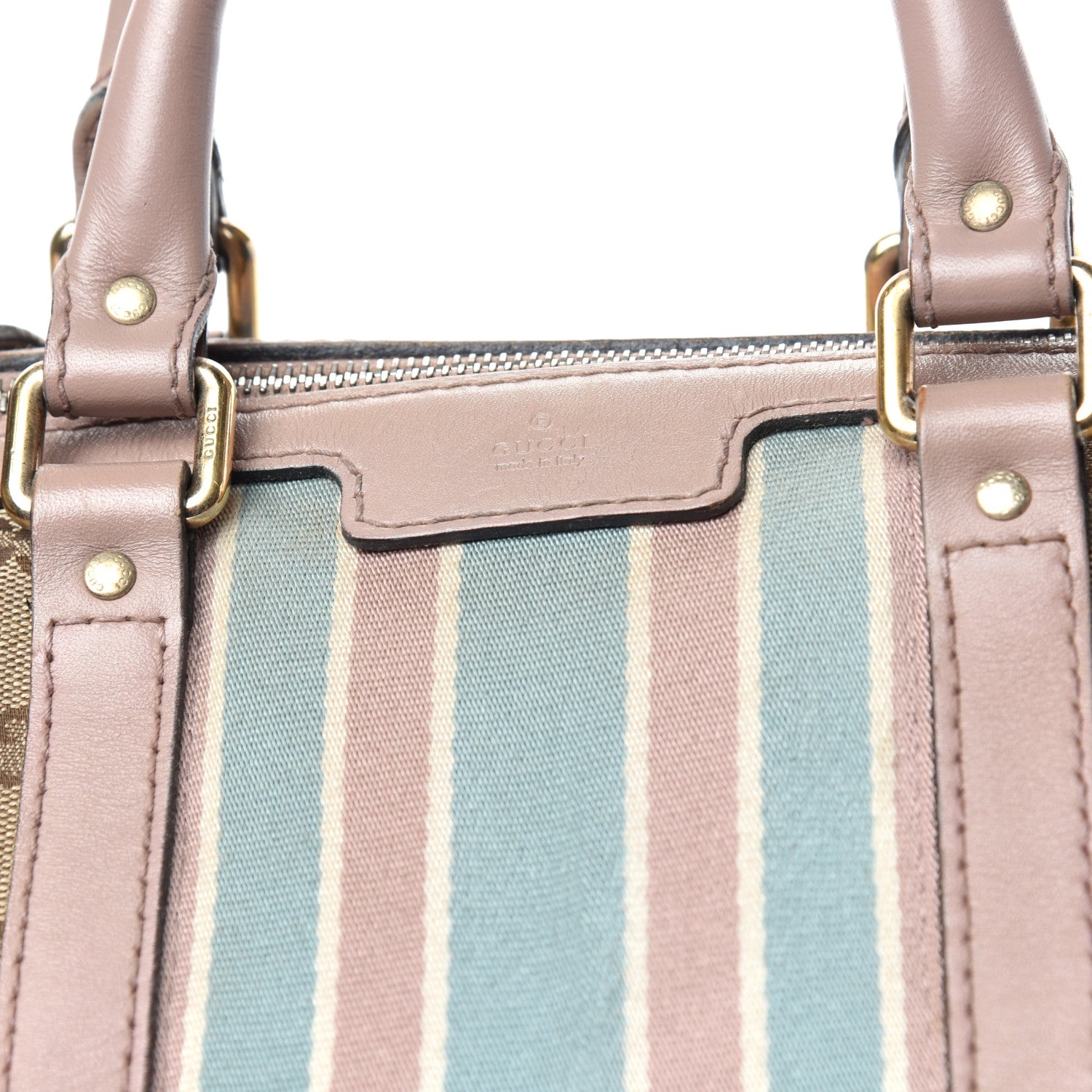 Gucci Monogram Vintage Web Medium Boston Pink Blue 17 of 17