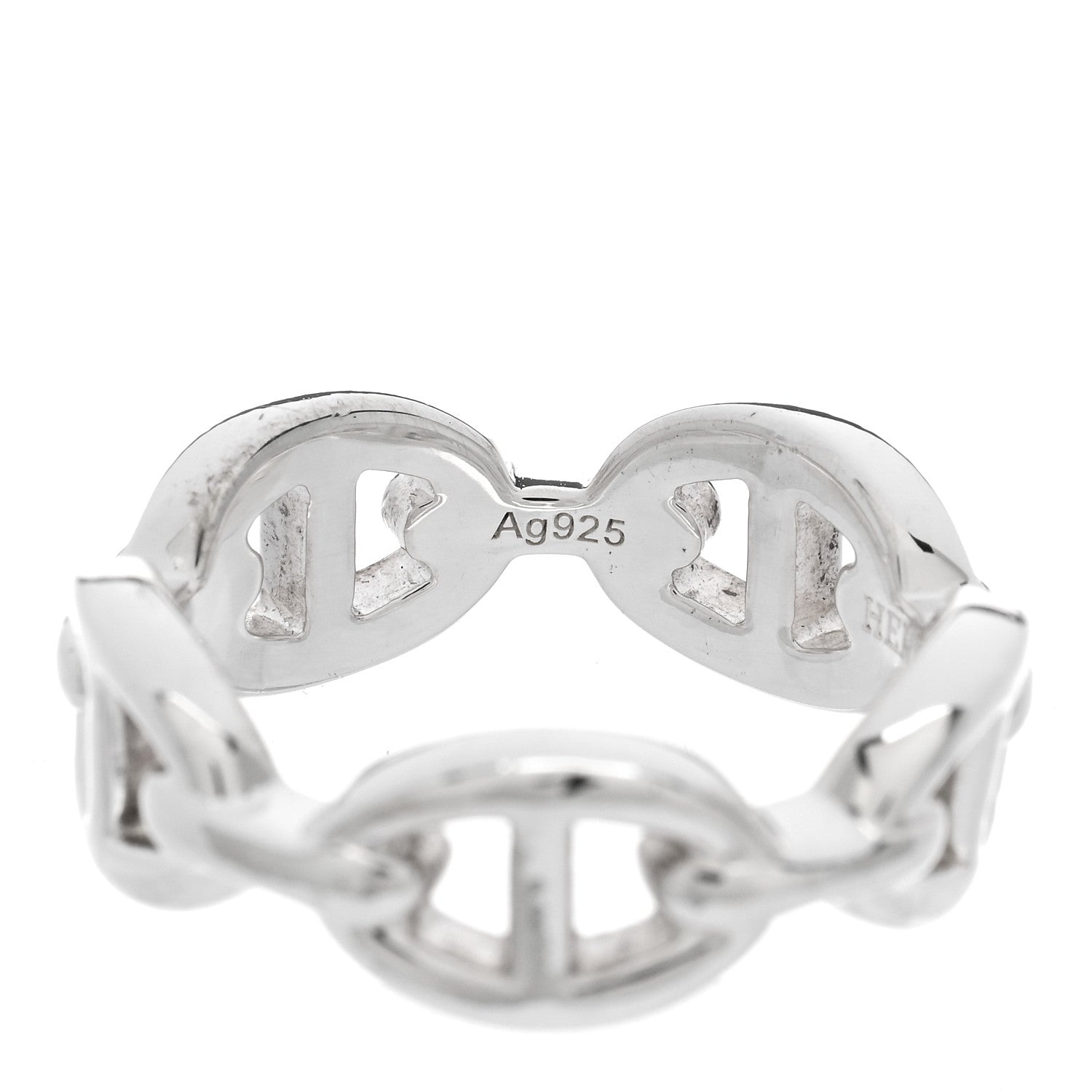 Hermes Sterling Silver PM Chaine d'Ancre Enchainee Band Ring 54 6.75 7 of 8