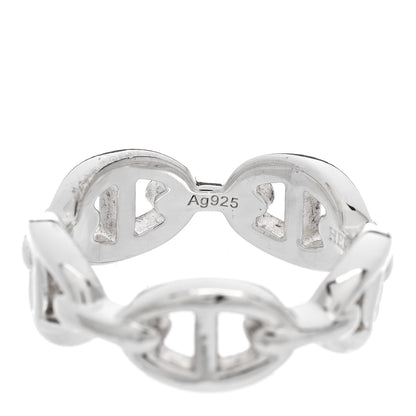 Hermes Sterling Silver PM Chaine d'Ancre Enchainee Band Ring 54 6.75 7 of 8