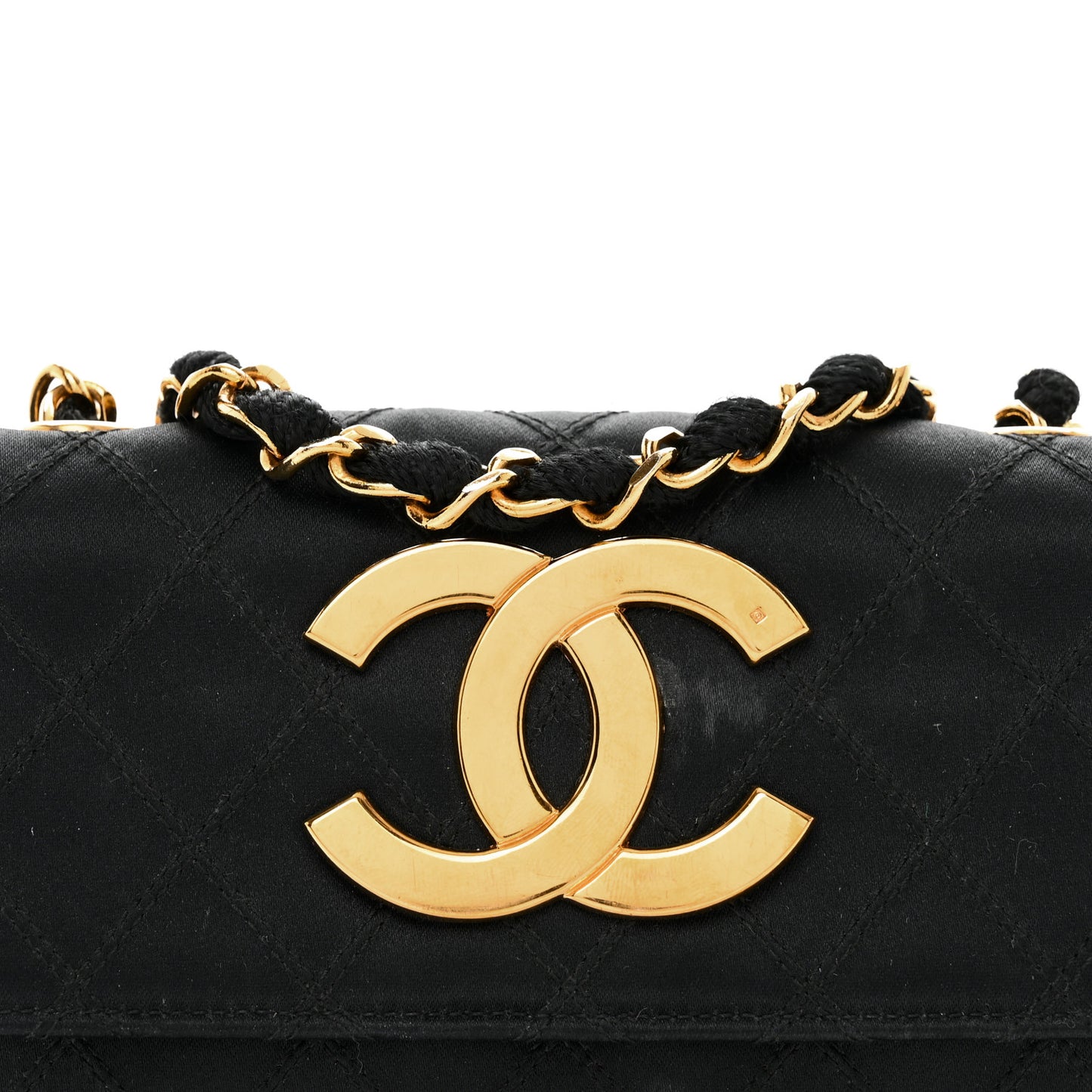 Satin Double Stitched Mini Single Flap Black