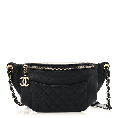 Chanel Lambskin Quilted Waist Bag Fanny Pack Black 1 of 10