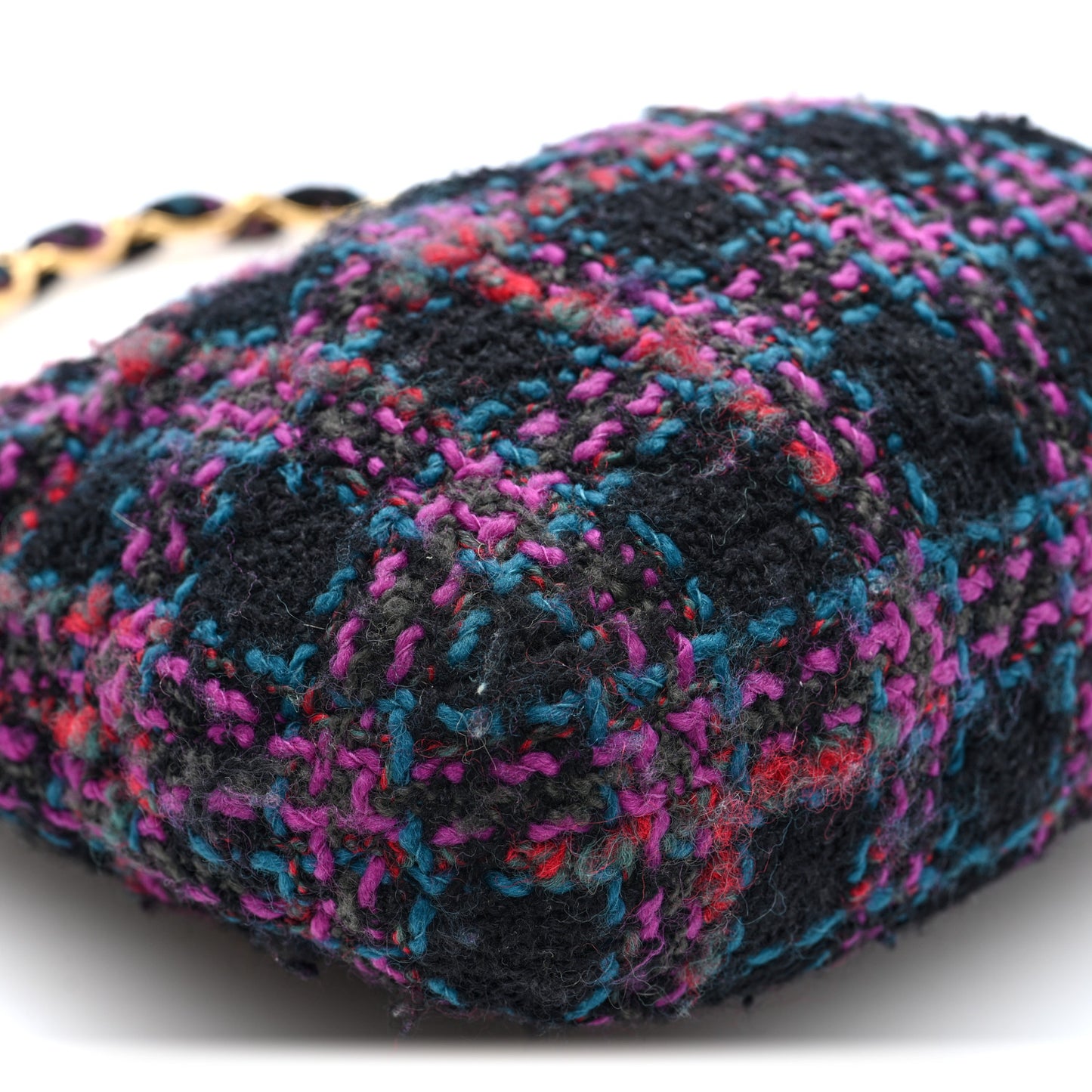 Cashmere Tweed Quilted CC Links Hobo Purple Multicolor