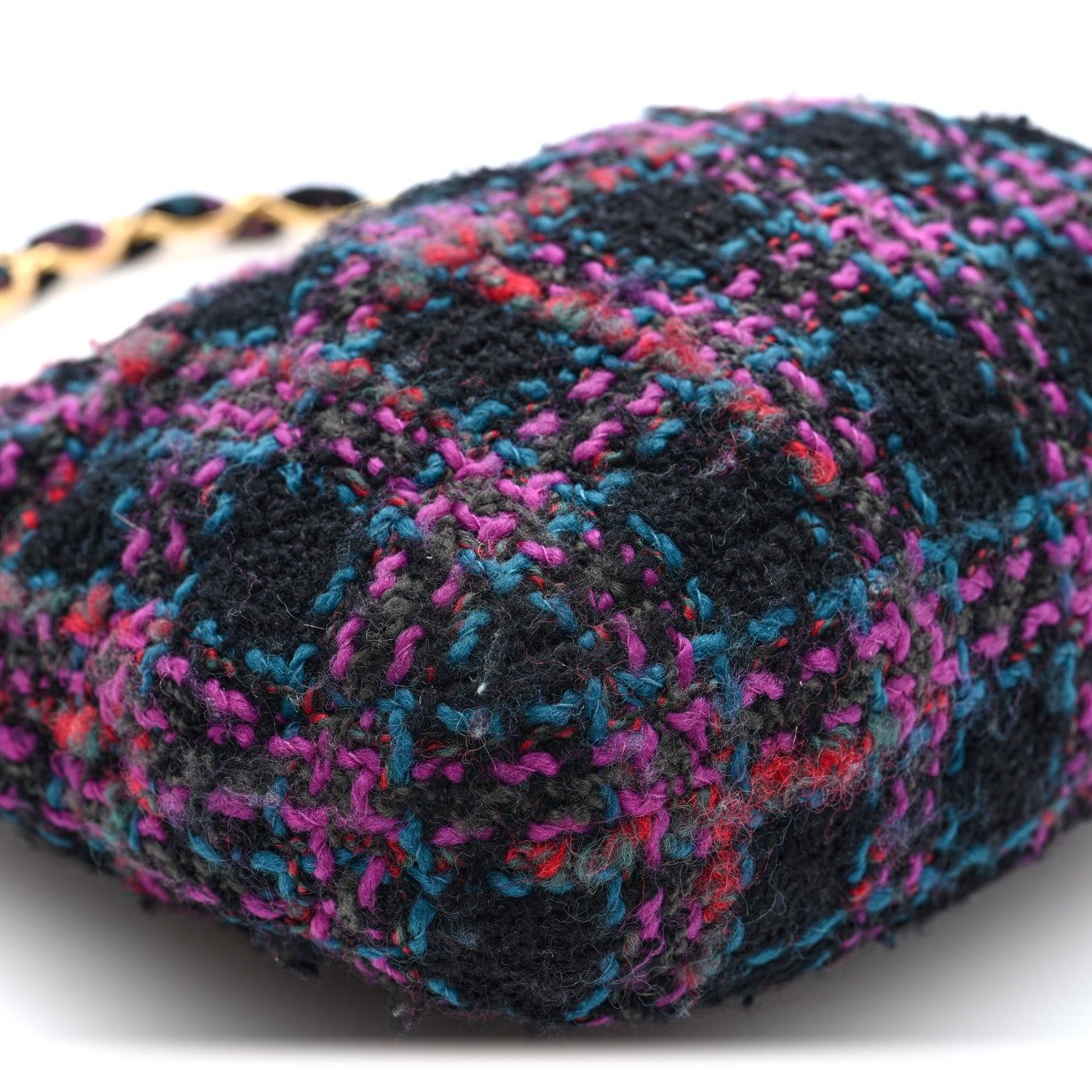Chanel Cashmere Tweed Quilted CC Links Hobo Purple Multicolor 9 of 10