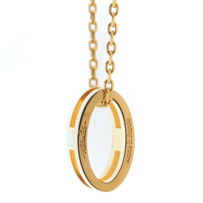 Hermes Lacquered Gold Pop H Pendant Necklace White 5 of 6