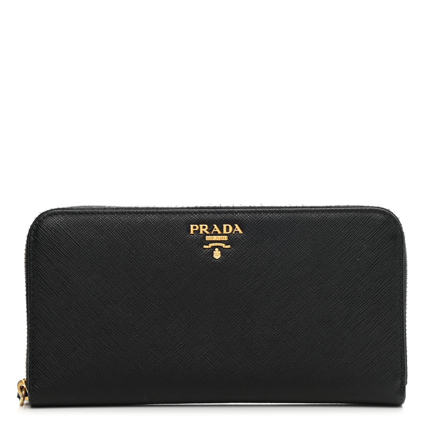 Saffiano Metal Zip Around Wallet Black