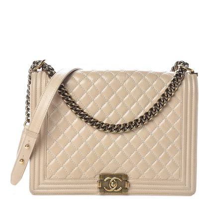 Chanel Glazed Calfskin Quilted Large Boy Flap Beige 1 of 10