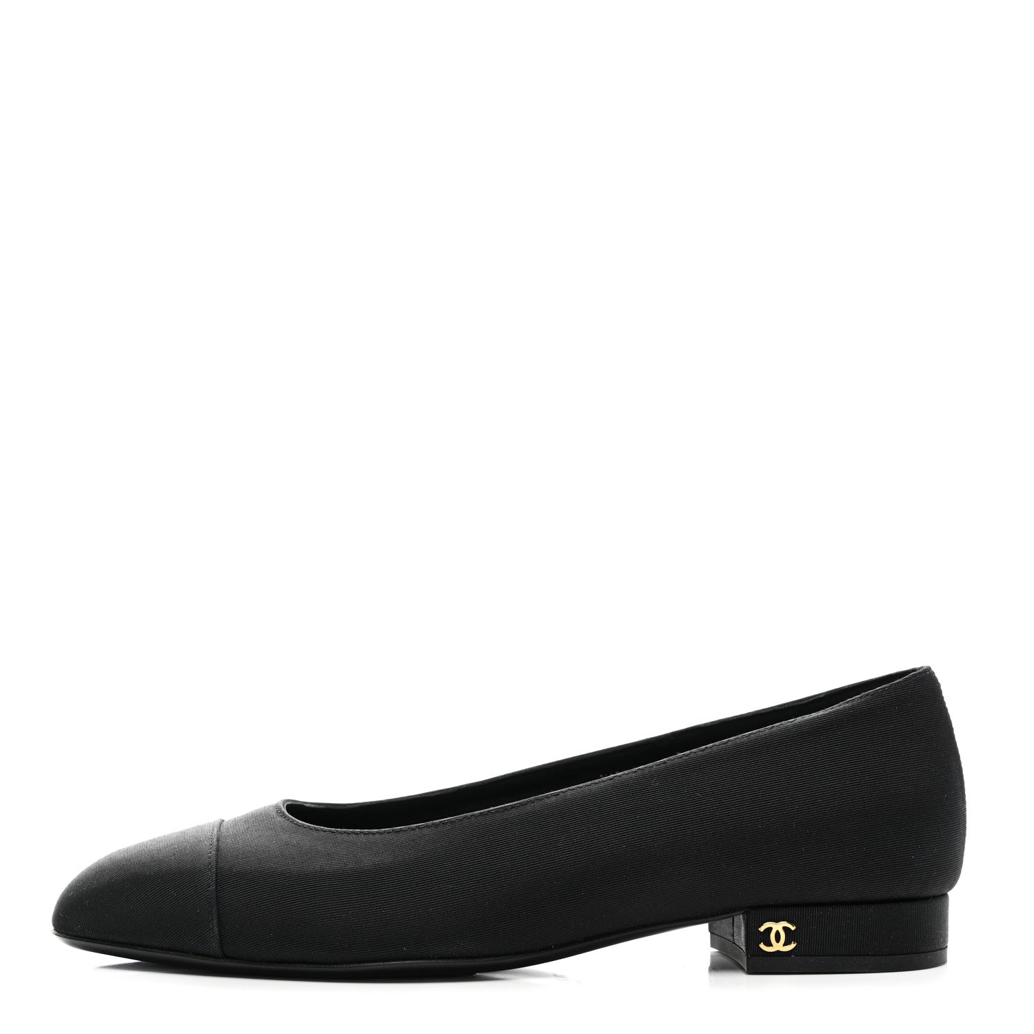 Chanel Grosgrain Cap Toe Uniform Ballerina Flats 37.5 Black 1 of 9