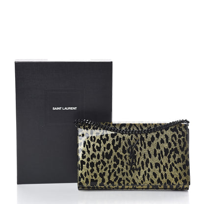 Saint Laurent Patent Leopard Print Monogram Chain Wallet Leopard Black Gold 11 of 11