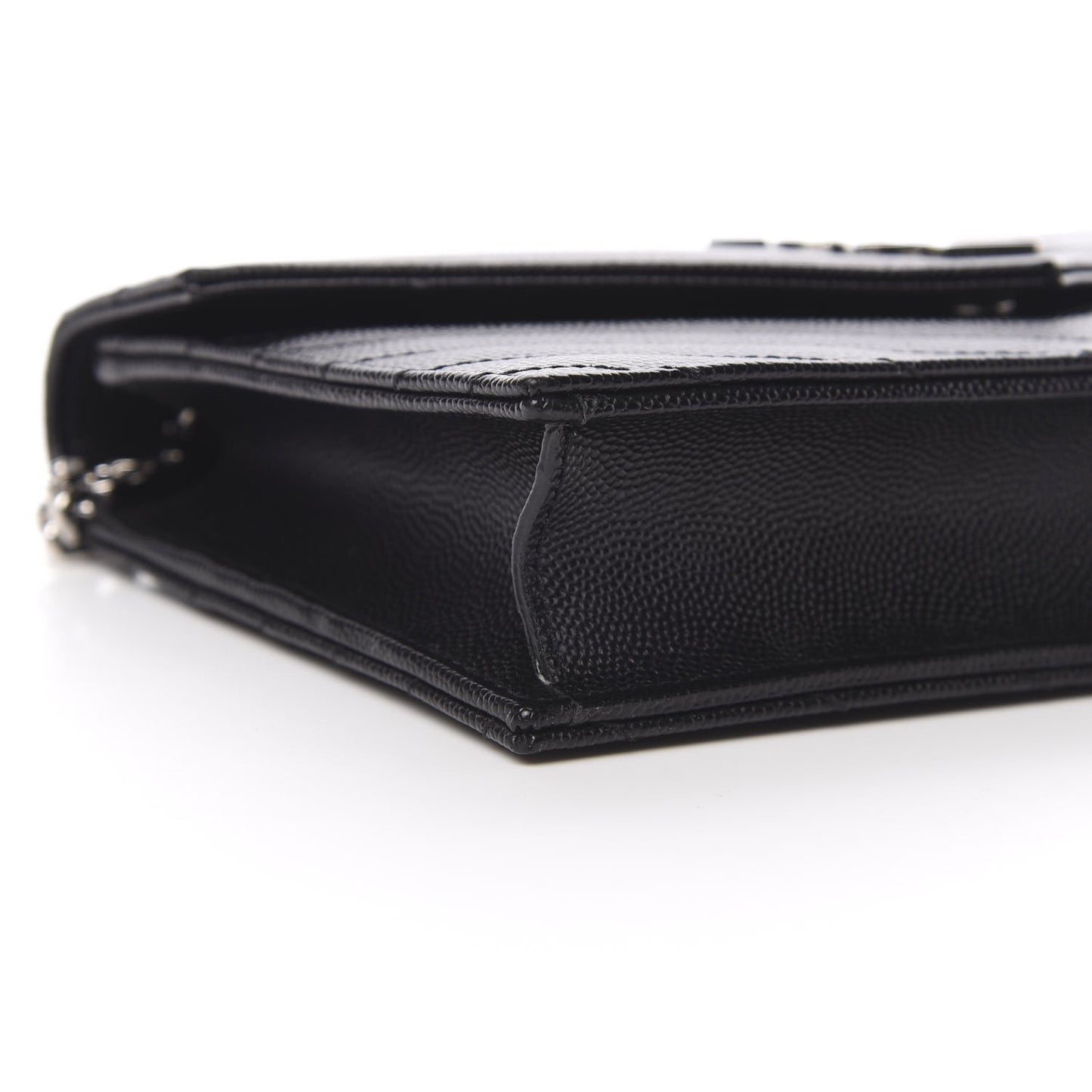Grain De Poudre Matelasse Chevron Monogram Envelope Chain Wallet Black