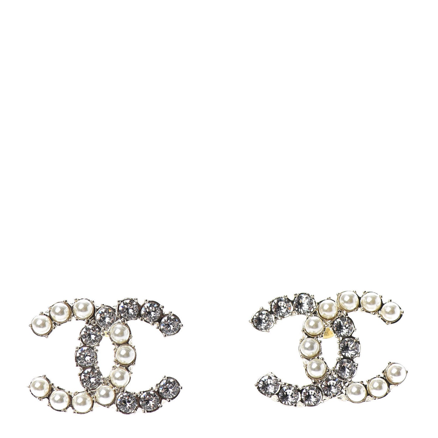 Crystal Pearl CC Dazzling Domino Earrings Gold