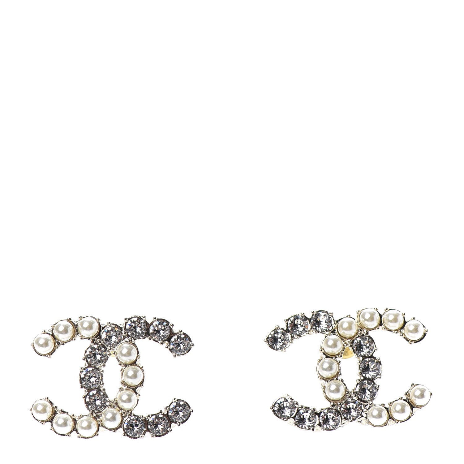 Chanel Crystal Pearl CC Dazzling Domino Earrings Gold 1 of 4