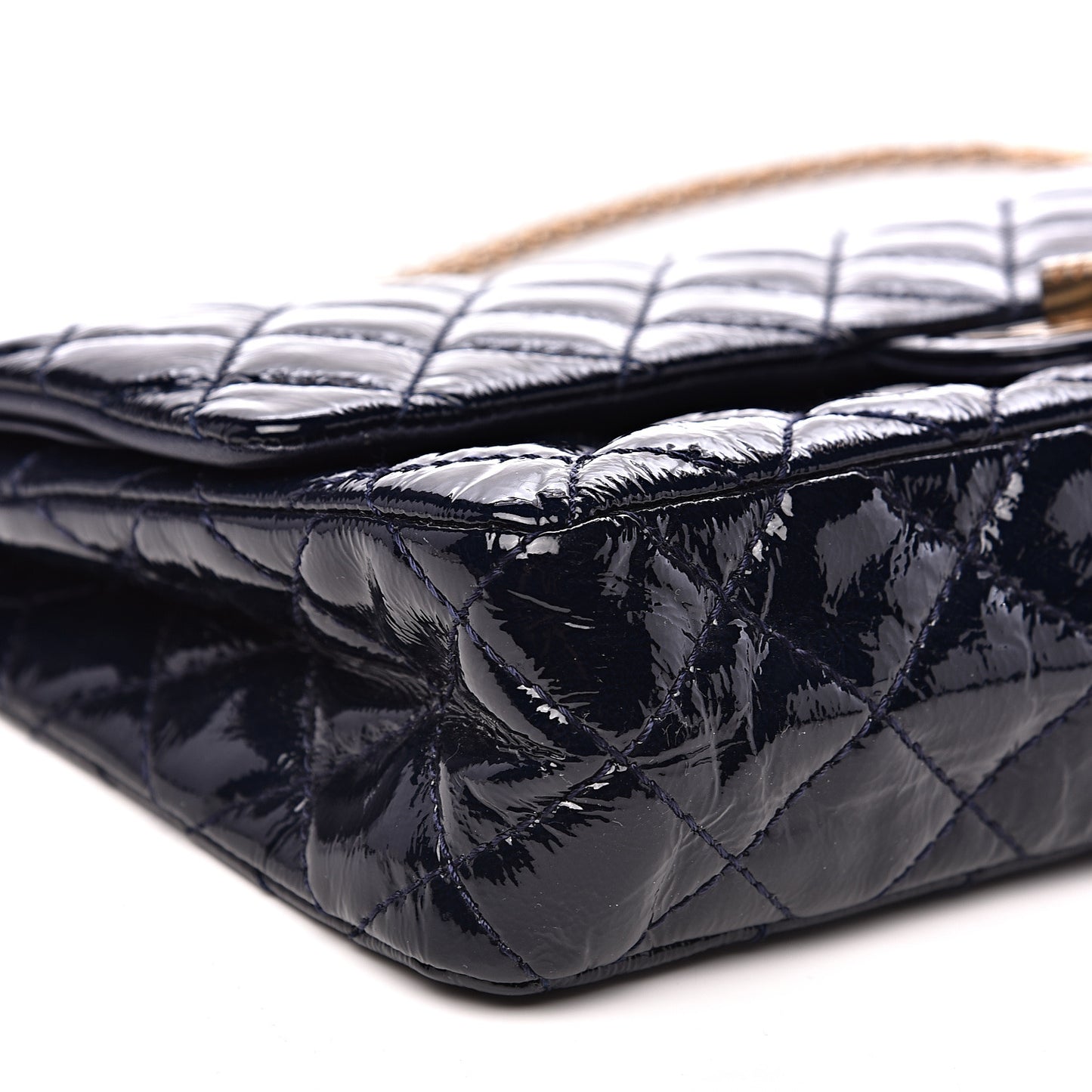 Distressed Patent Quilted 2.55 Reissue 226 Flap Navy