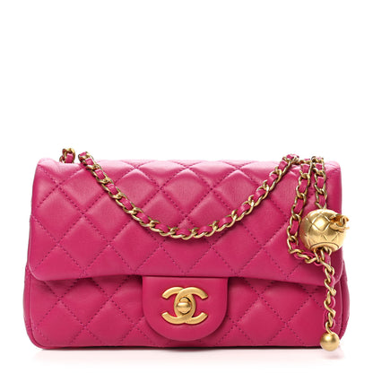 Chanel Lambskin Quilted Mini Rectangular Pearl Crush Flap Fuchsia 1 of 11