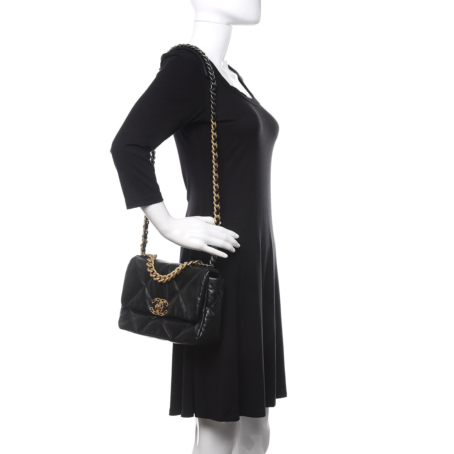 Chanel Lambskin Quilted Medium 19 Flap Black 2 of 10