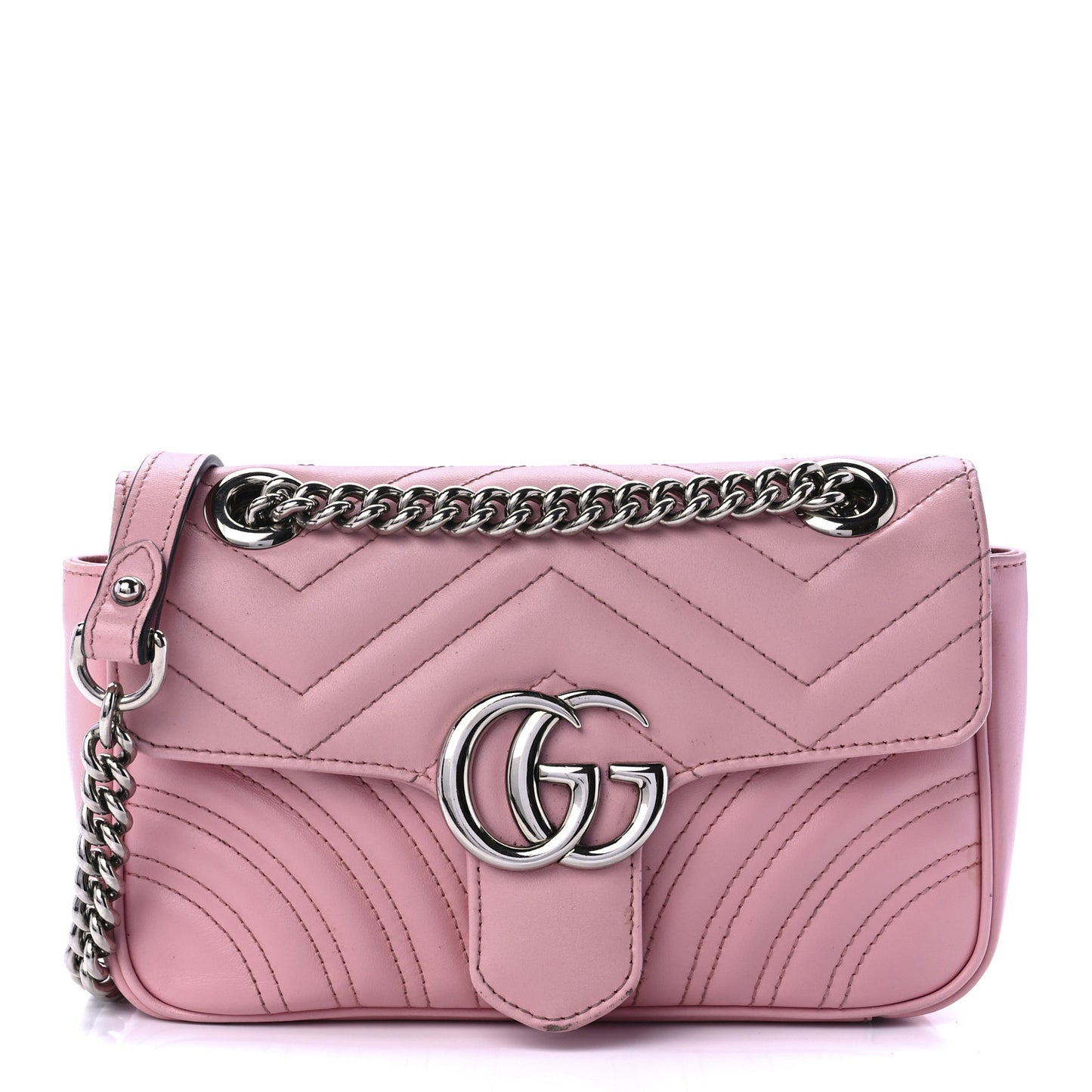 Calfskin Matelasse Mini GG Marmont Shoulder Bag Wild Rose