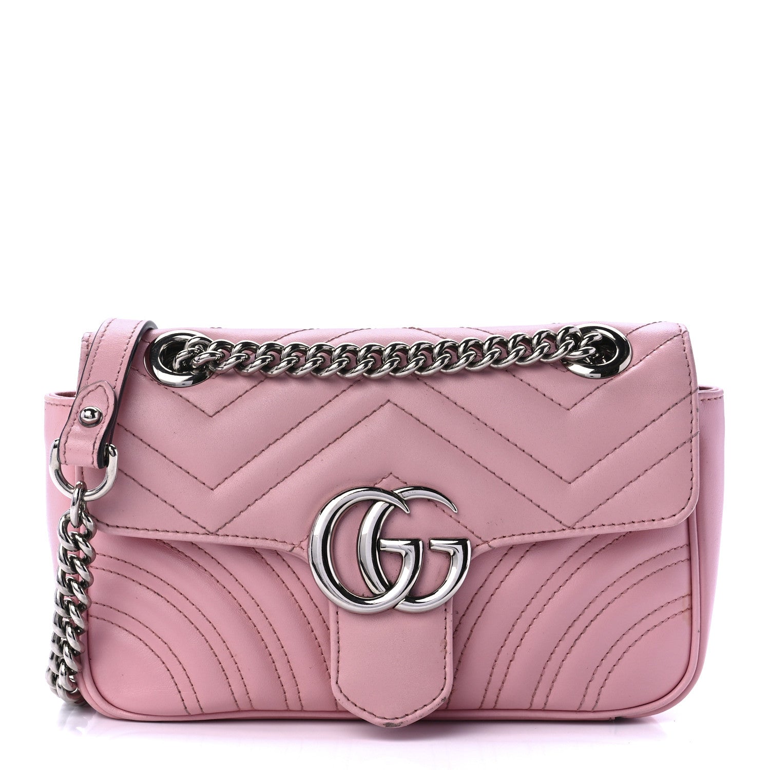 Gucci Calfskin Matelasse Mini GG Marmont Shoulder Bag Wild Rose 1 of 11