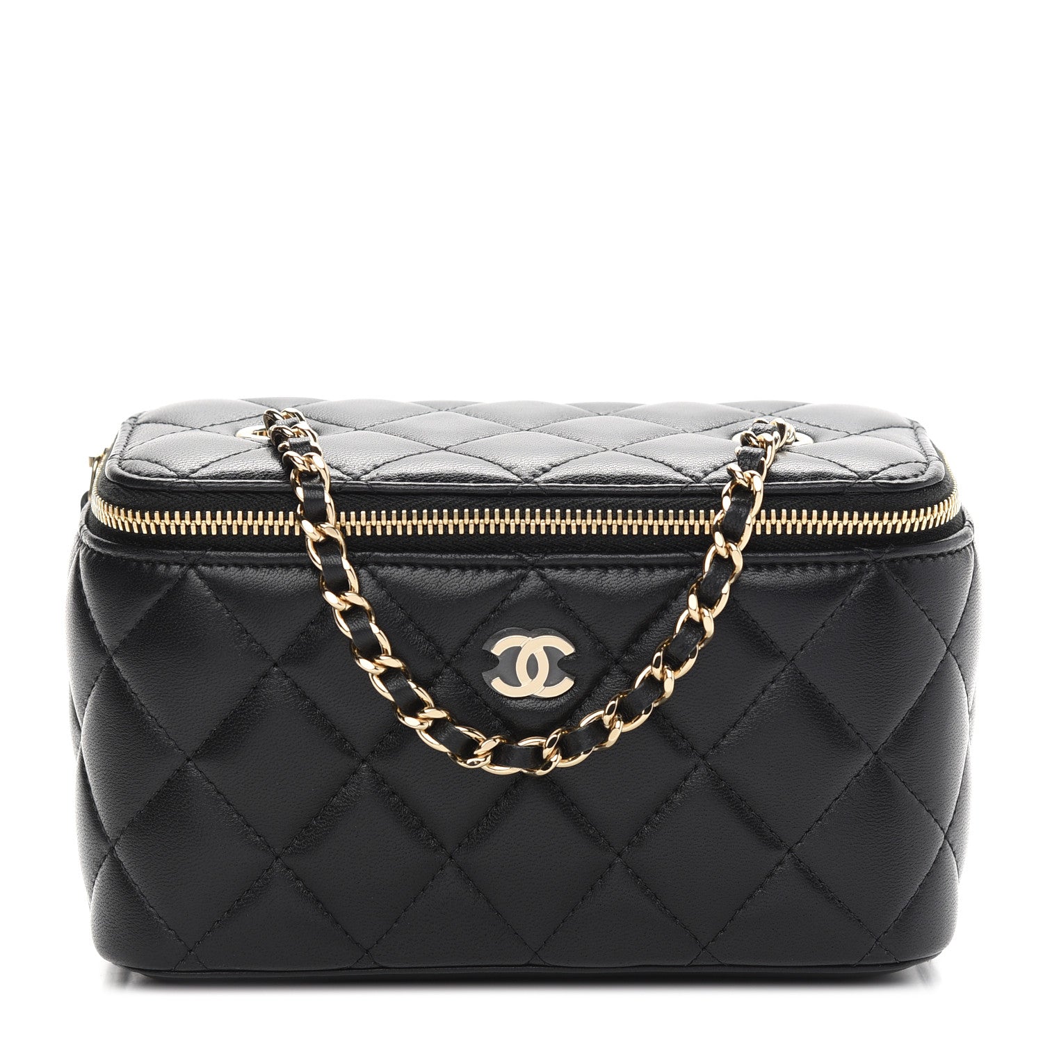 Chanel Lambskin Quilted Small Vanity Case With Chain Black 1 of 9