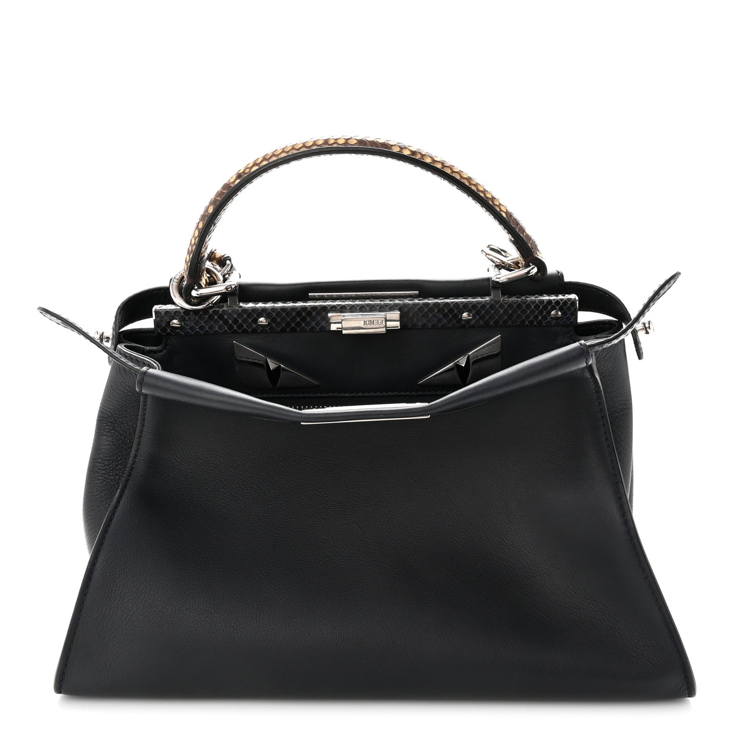 Vitello Seta Snakeskin Shiny Nappa Monster Eyes Medium Peekaboo Iconic Satchel Blue Notte Roccia