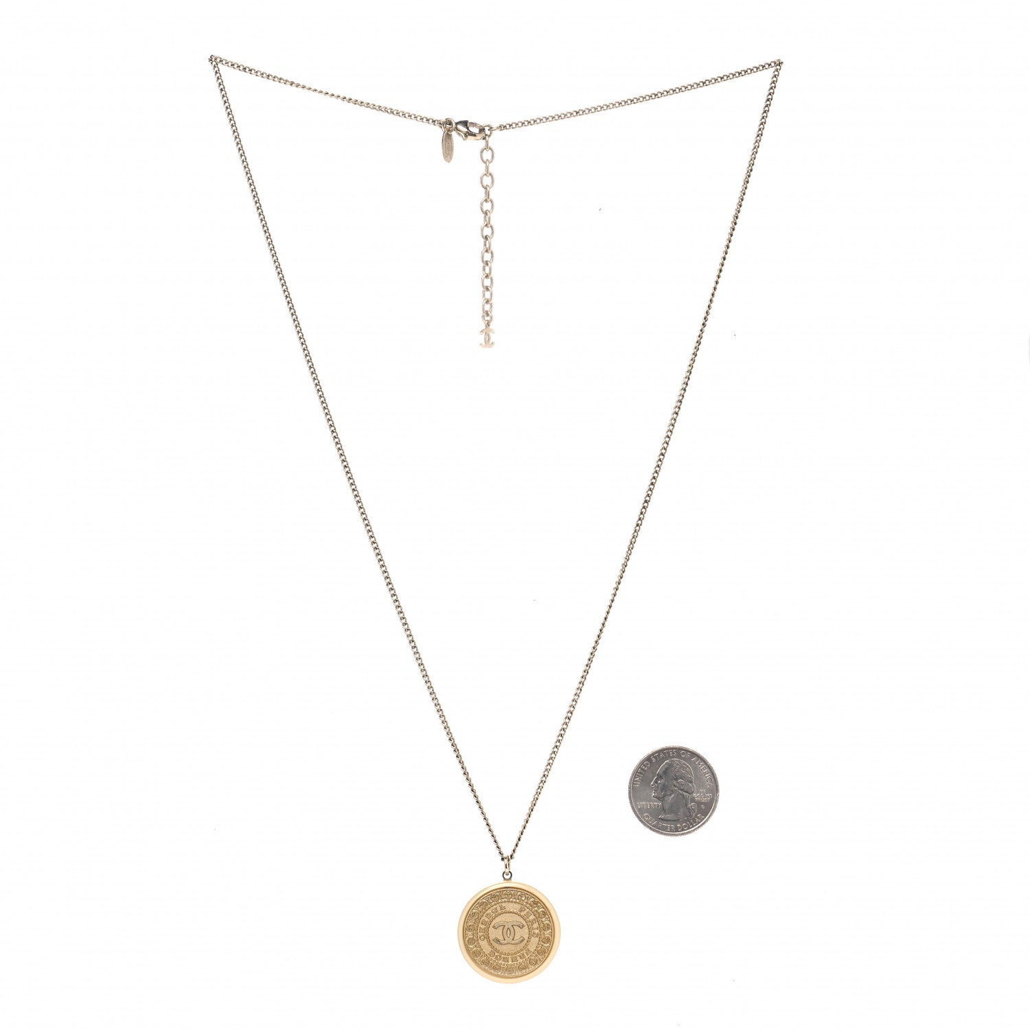 Chanel Medallion Chain Necklace Gold 2 of 4
