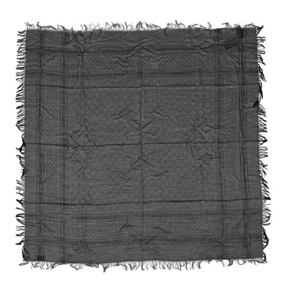 Gucci Wool Silk GG Monogram Diamante Plaid Surviee Shawl Graphite Black 1 of 3