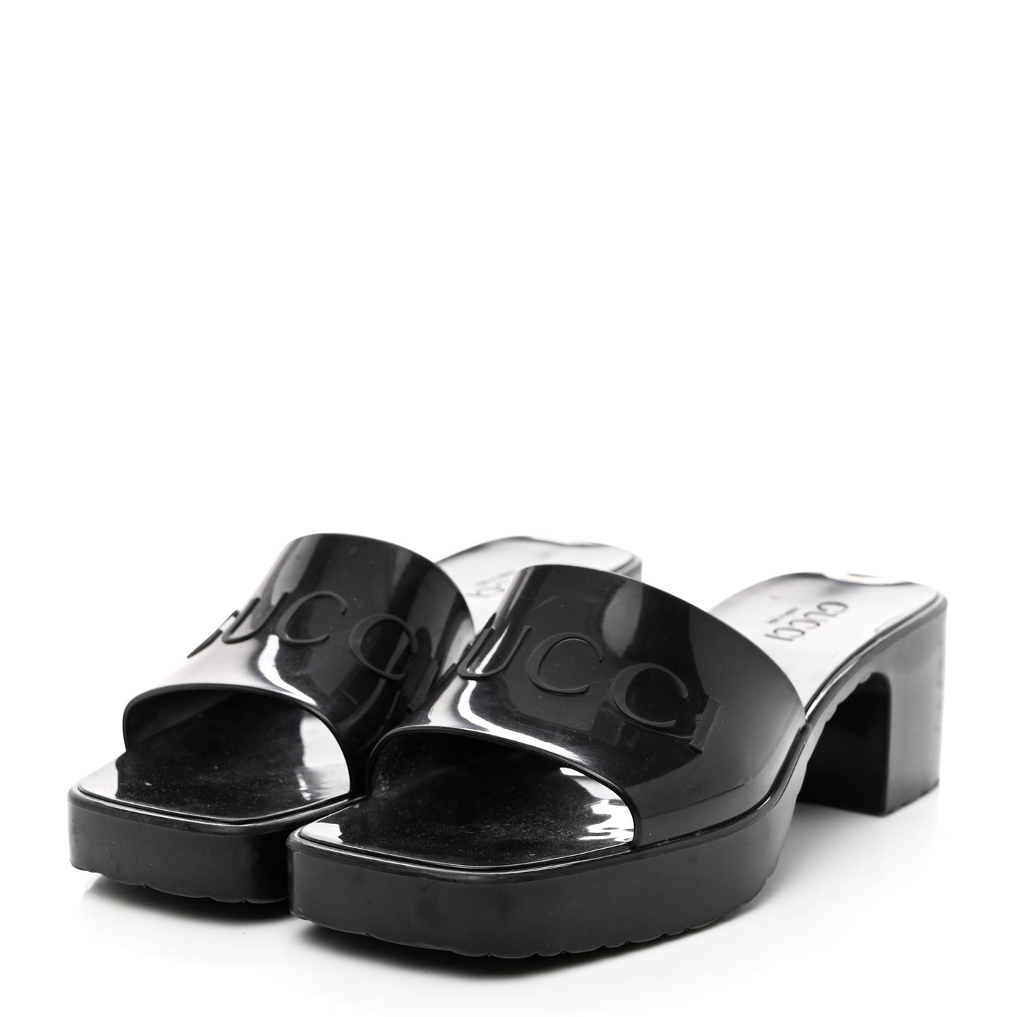 Rubber Gucci Logo Womens Platform 20/60mm Slide Sandals 37 Black