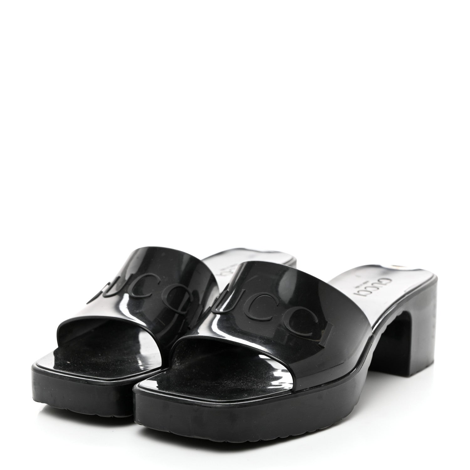 Gucci Rubber Gucci Logo Womens Platform 20/60mm Slide Sandals 37 Black 3 of 8