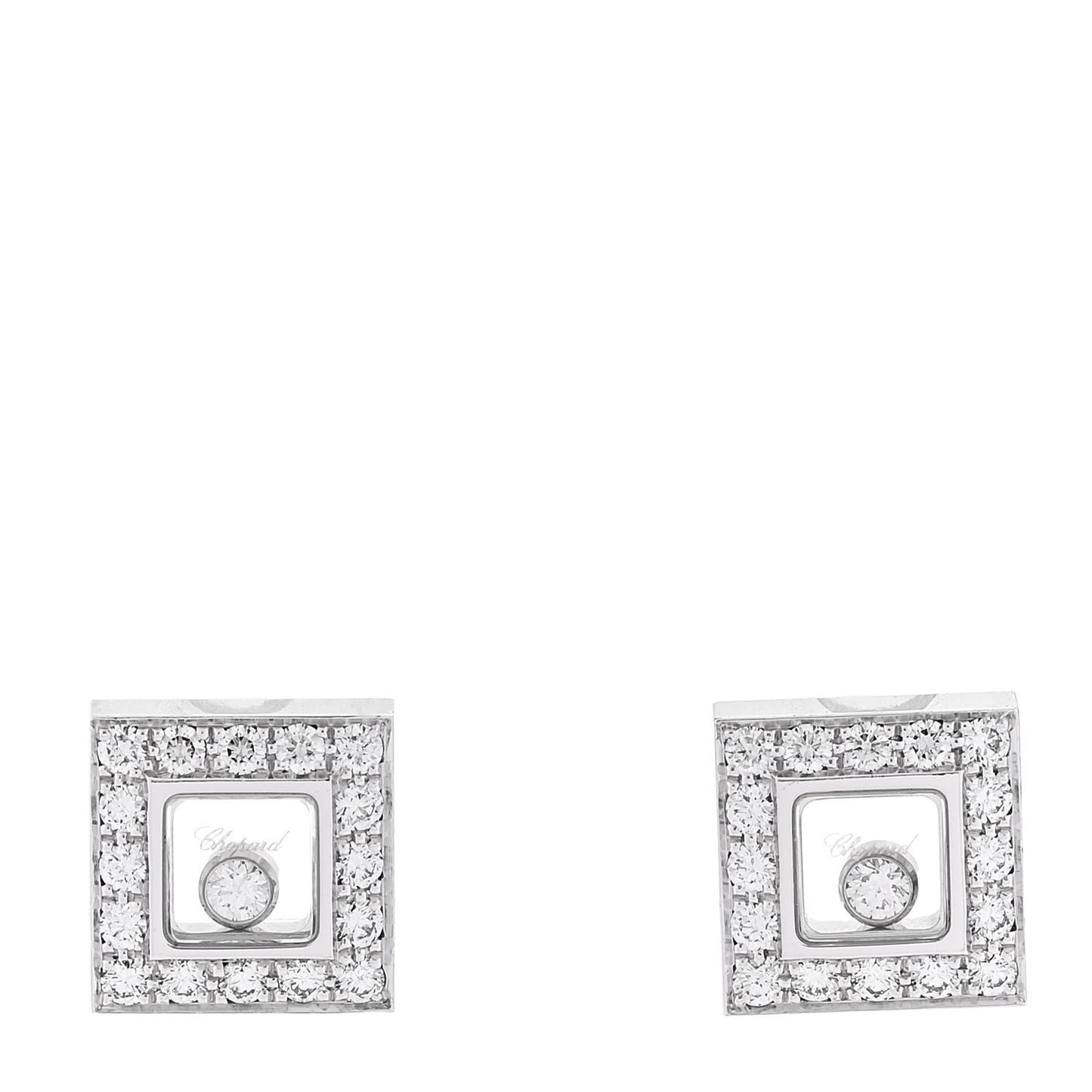 18K White Gold Happy Diamonds Square Earrings