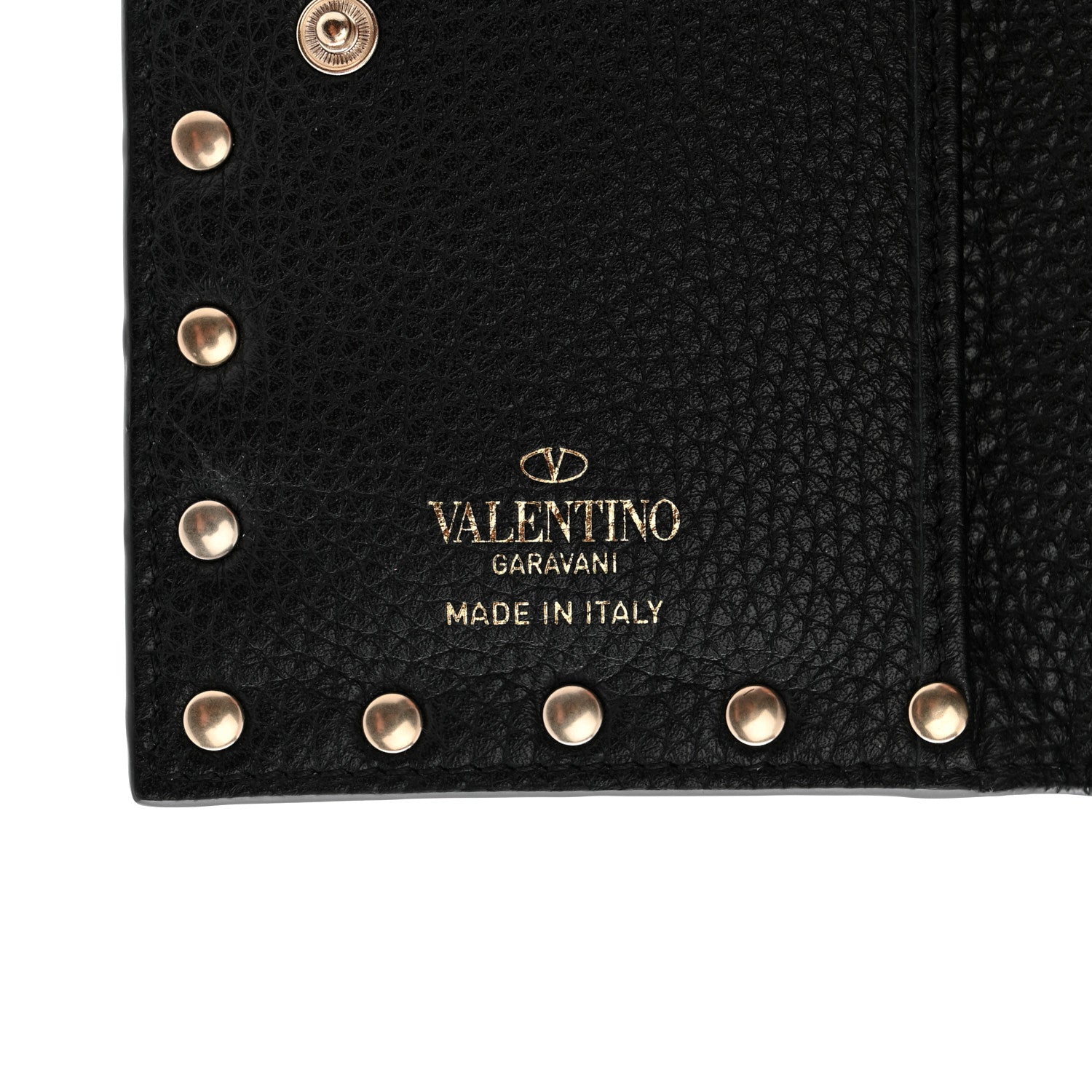Valentino Garavani Pebbled Calfskin Rockstud Coin Case Card Holder Black 6 of 7