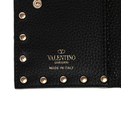 Valentino Garavani Pebbled Calfskin Rockstud Coin Case Card Holder Black 6 of 7