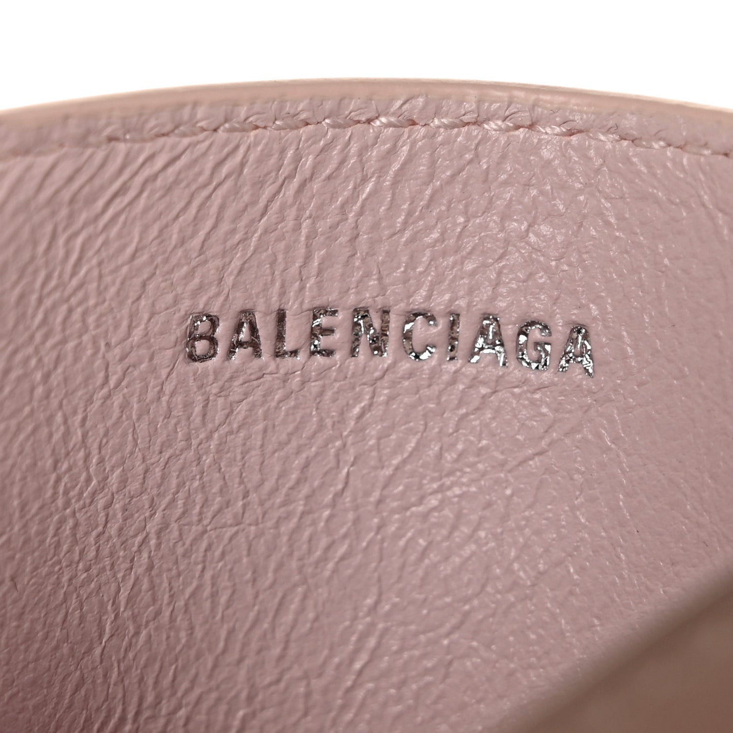 Flat Calfskin Logo Cash Rounded Card Holder Light Rose Black