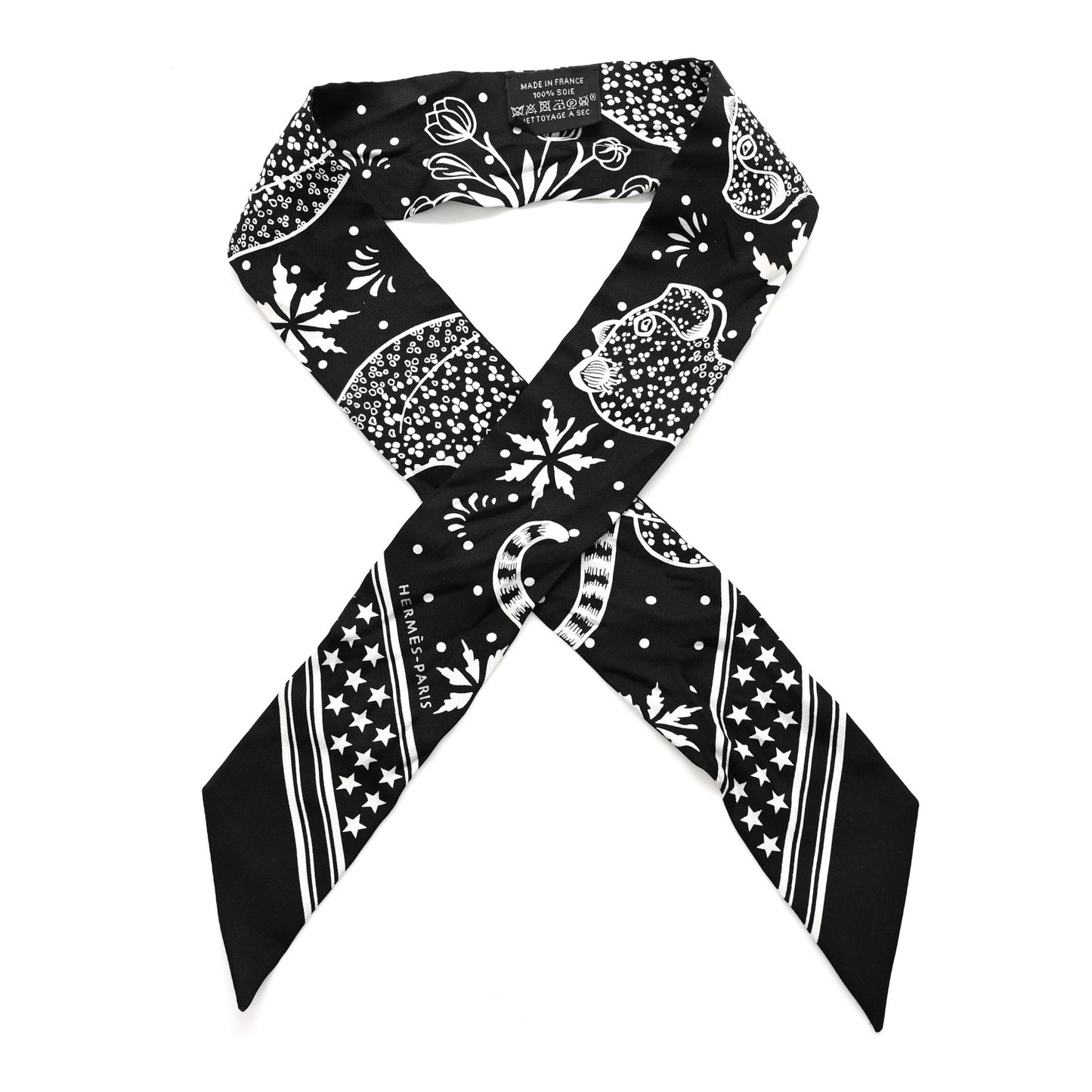 Silk Les Leopards Twilly Black White