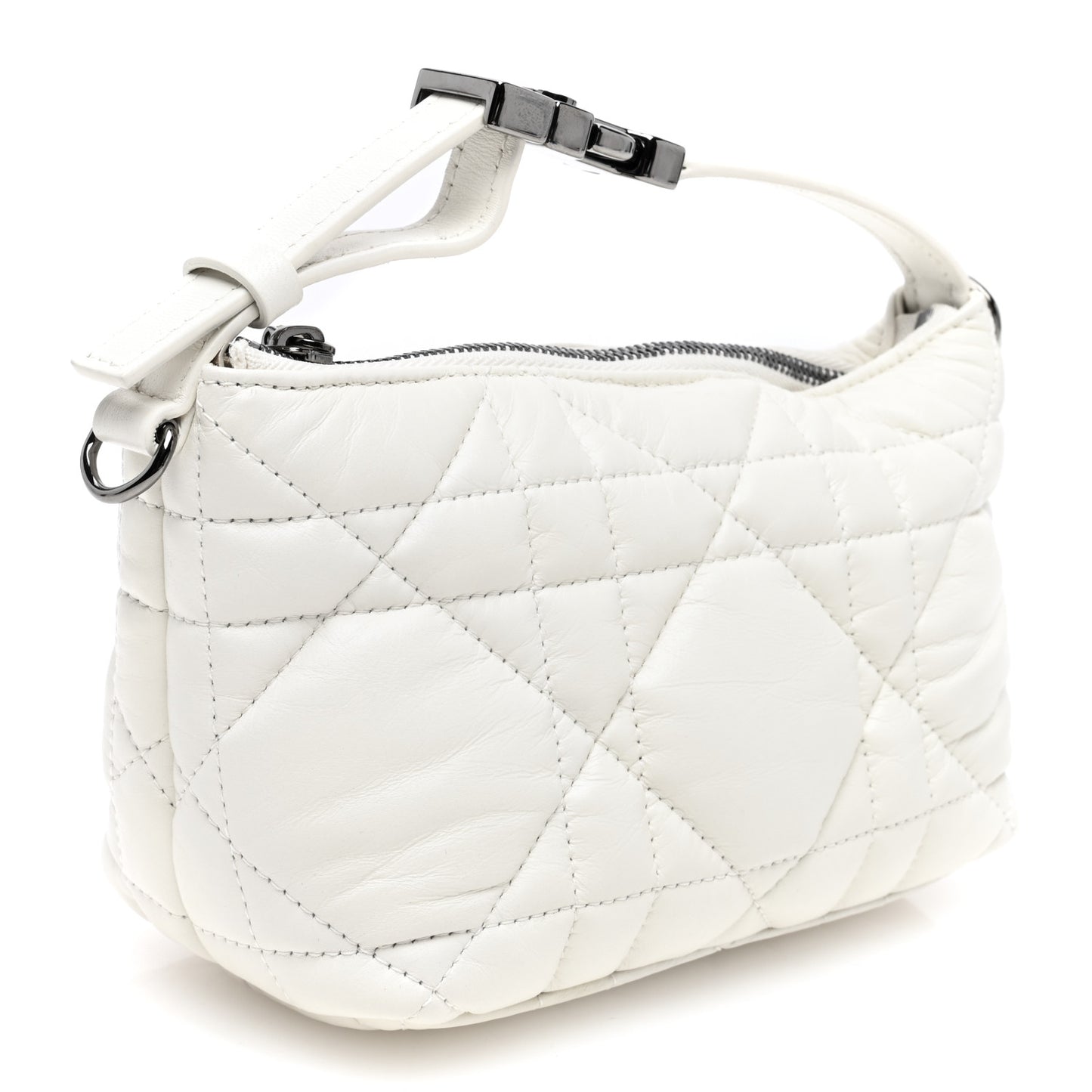Calfskin Macrocannage Small Diortravel Nomad Pouch Latte