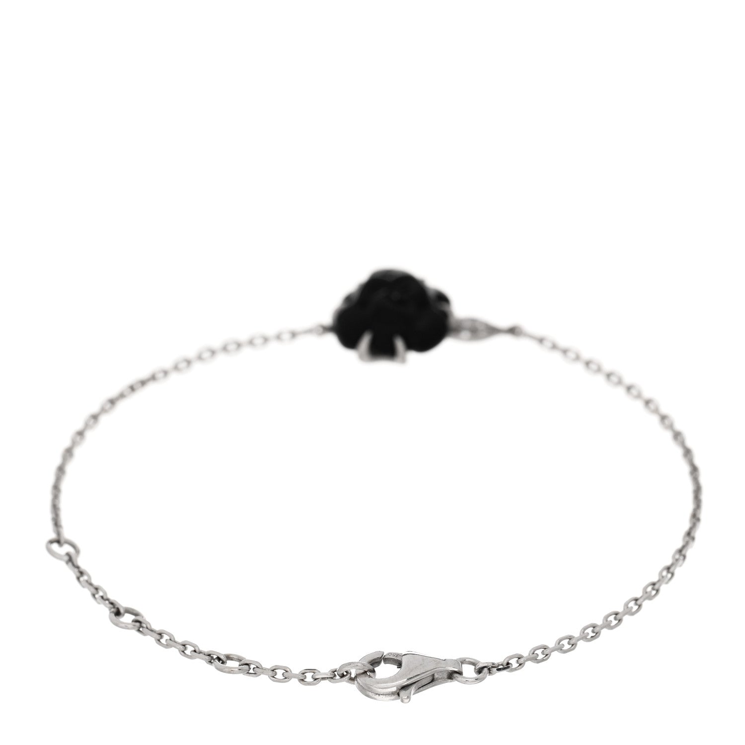 Chanel 18K White Gold Diamond Black Onyx Camelia Sculpte Bracelet 2 of 3
