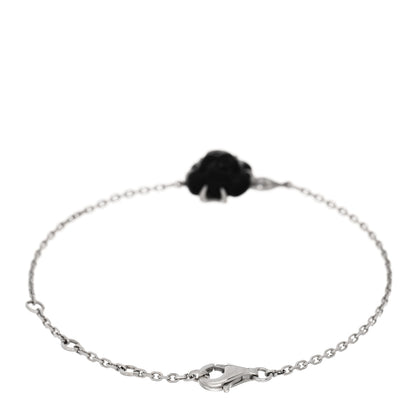 Chanel 18K White Gold Diamond Black Onyx Camelia Sculpte Bracelet 2 of 3