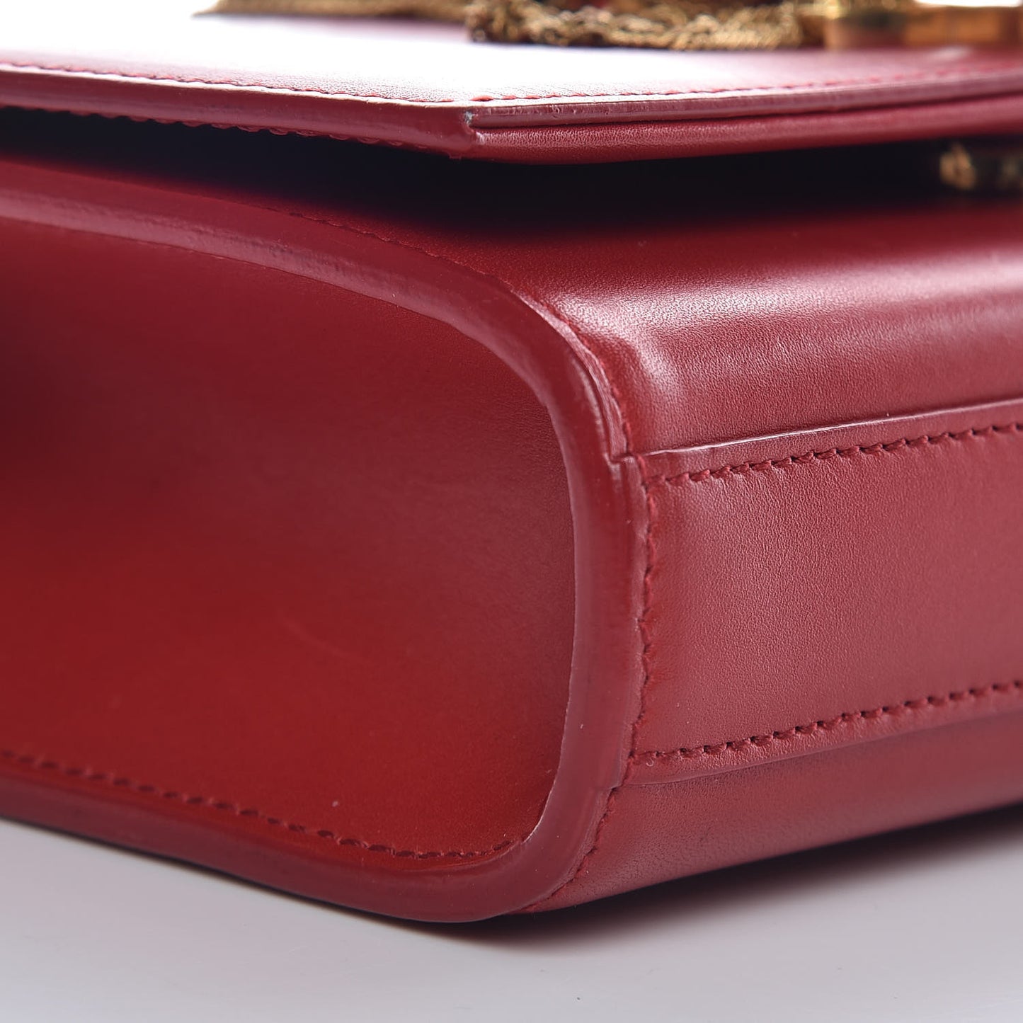 Calfskin Small Classic Monogram Kate Tassel Satchel Red