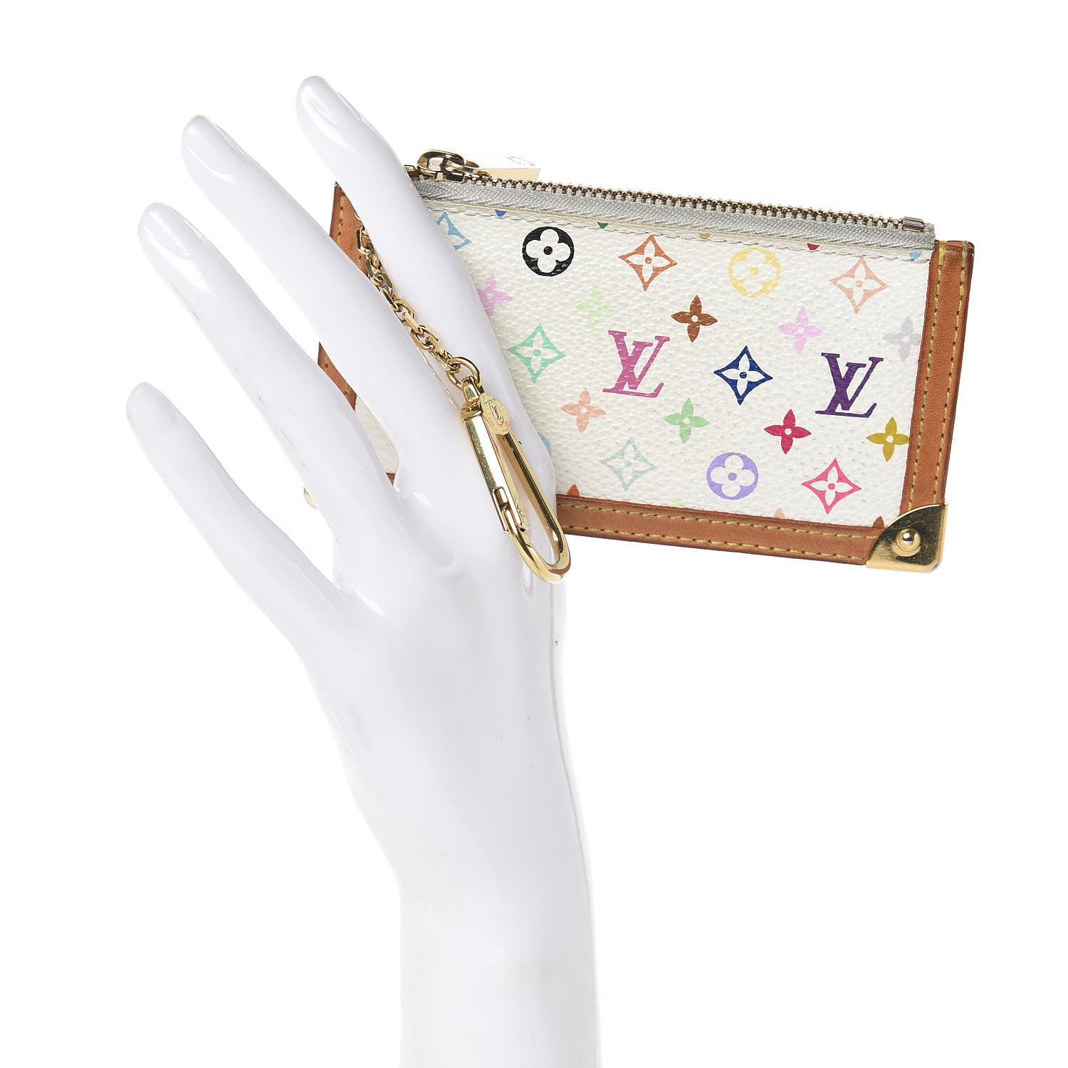 Louis Vuitton Monogram Multicolor Key Pouch White 2 of 7