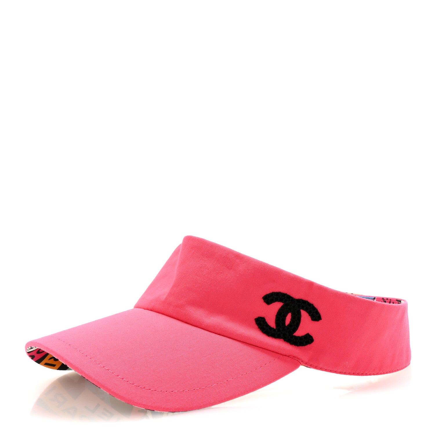 Chanel Cotton Canvas Logo CC Visor Pink Black 1 of 8