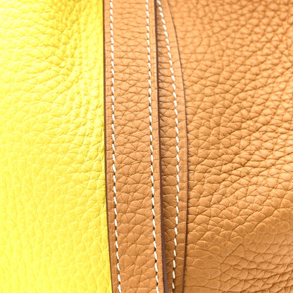 Hermes Taurillon Clemence Casaque Picotin Lock 18 PM Lime Sesame 7 of 9