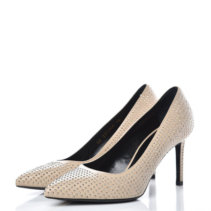 Saint Laurent Calfskin Micro Stud Paris 105 Pumps 36.5 Beige 3 of 10